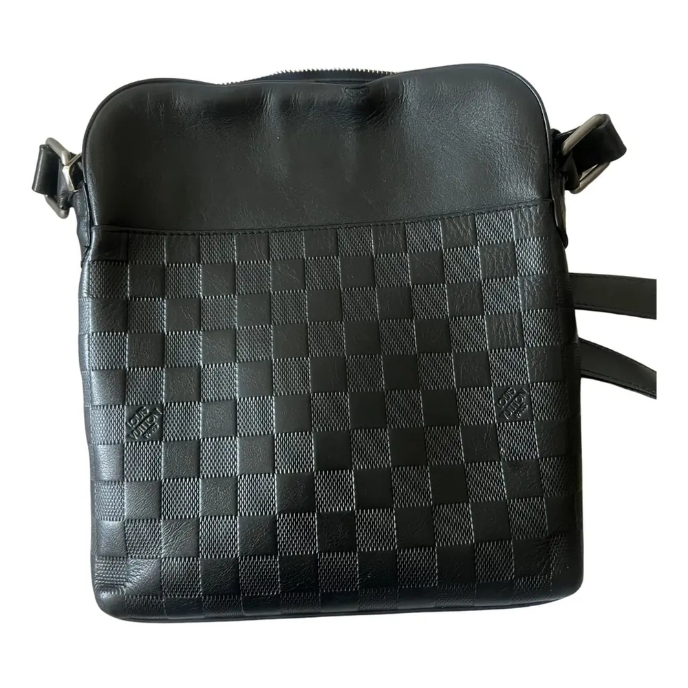 Louis Vuitton Black Messenger Bag with Checkered Pattern